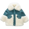 thumbnail image 5 of Little Girls Fur Jackets Winter Blue Pink Faux Leather with Fur Luxury Clothes Toddler Elegant Baby Warm Outerwear 2 3 4 5 7 9T, 5 of 6