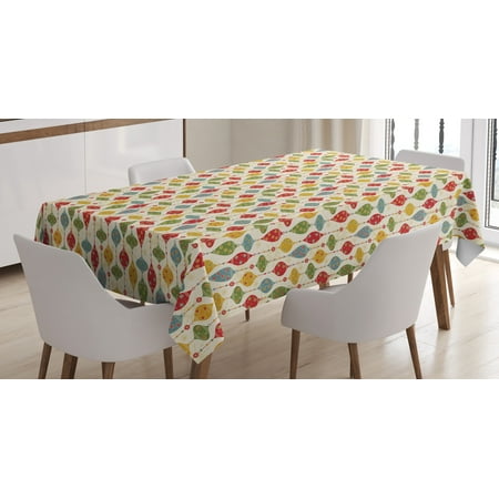 

Ambesonne Christmas Tablecloth Rectangular Table Cover Vintage Party Print 52 x70 Multicolor