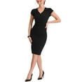 thumbnail image 2 of INSPIRE CHIC Bodycon Dress for Women's V Neck High Waist Cap Sleeve Sheath Dress XS Black, 2 of 5