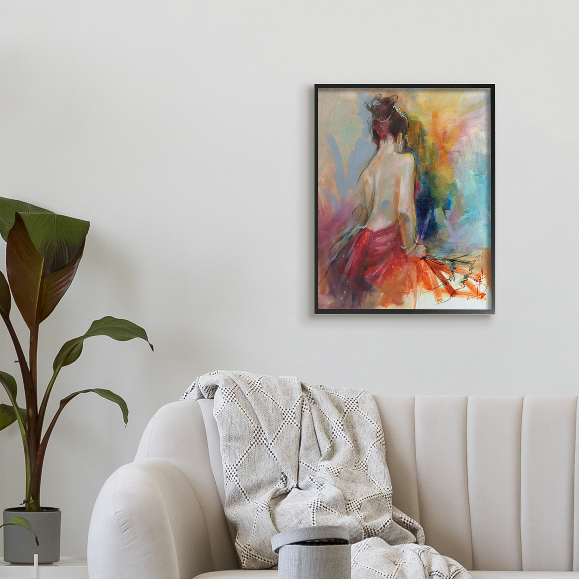 Stupell Industries Contemporary Female Pose Energetic Brush Strokes,24 x 30,Designed by Anne Farrall Doyle