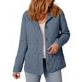 thumbnail image 4 of UAMVSH Womens Quilted Jackets Button down Winter Long Sleeve Lapel Neck Puffer Coats Casual Baggy Lightweight Warm Outerwear(XX-Large,Navy 1), 4 of 7