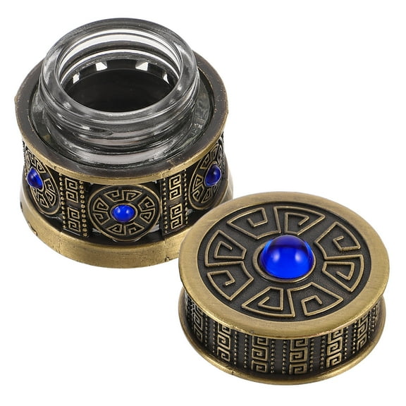 FRCOLOR Refillable Metal Glass Cream Jar For Travel Middle Eastern Style Lotion Jar Travel Cream Container Leak-Proof Cosmetic Container For Skincare