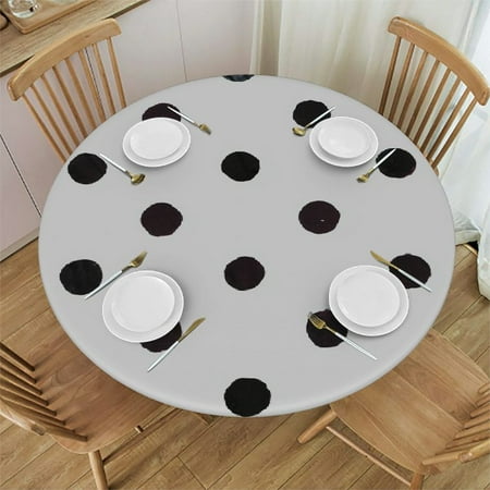 

Sheronv Dots Pattern Round Table Cover Stain Resistant & Washable. Perfect for Indoor Outdoor Kitchen Dining Wedding Parties. 100% Polyester Table Cloth with Elastic Edge 38 -42
