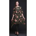 thumbnail image 4 of Bimba Black Leaves & Begonia Floral Women Kurtas Ethnic Printed Asymmetric Summer Wear Tops For Women X-Large, 4 of 6