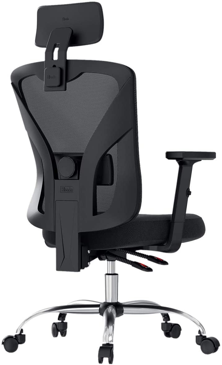 Headrest and Breathable Skin-Friendly Mesh Lumbar Support Hbada Ergonomic Office Desk Chair with Adjustable Armrest Black 