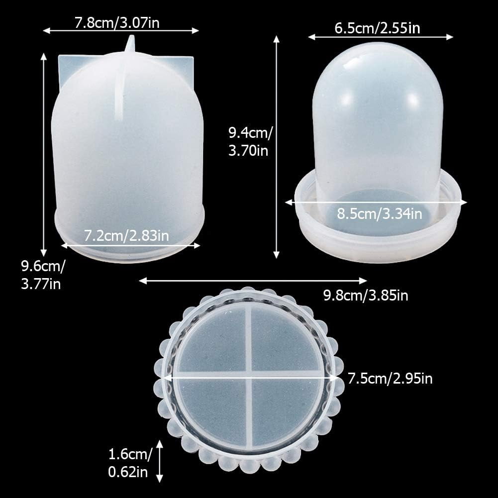 ABCISI Cloche Bell Jar Display Dome Resin Mold with Base, Dice Cup Silicone Mold Set,Creative Jewelry Collectibles Showcase Holder Display Jar,Resin Crafts for Epoxy Casting Home Decor Party Supplies