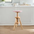 thumbnail image 3 of eHemco Swivel Solid Wood Adjustable Bar Stool, 18.9 to 25.2 Inches, Natural Base with Pink Top, 3 of 7