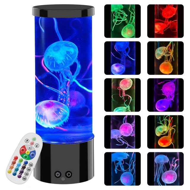 Jellyfish Lamp with Remote Control, 17 Color Changing Jellyfish Light with 2 Lifelike Jellyfish, Home Decor Creative Jelly Fish Light Lamp