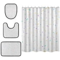 thumbnail image 2 of 4-Piece Bathroom Set with Waterproof Shower Curtain with Non-Slip Bath Mat, U-Shaped Mat & Toilet Lid Cover Colored Paper Scraps, 2 of 8
