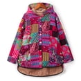 thumbnail image 3 of Chaqueta con capucha de lana para mujer Abrigo suelto con botones y bolsillos con estampado vintage Abanopi 5X-grande, 3 of 7