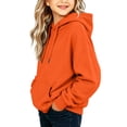 thumbnail image 4 of SERTG Girls Pullover Hoodie Drawstring Pocket Solid Color Long Sleeve Loose Fit Kids Casual School Daily Outdoor Wear Hooded Sweatshirt, 4 of 9