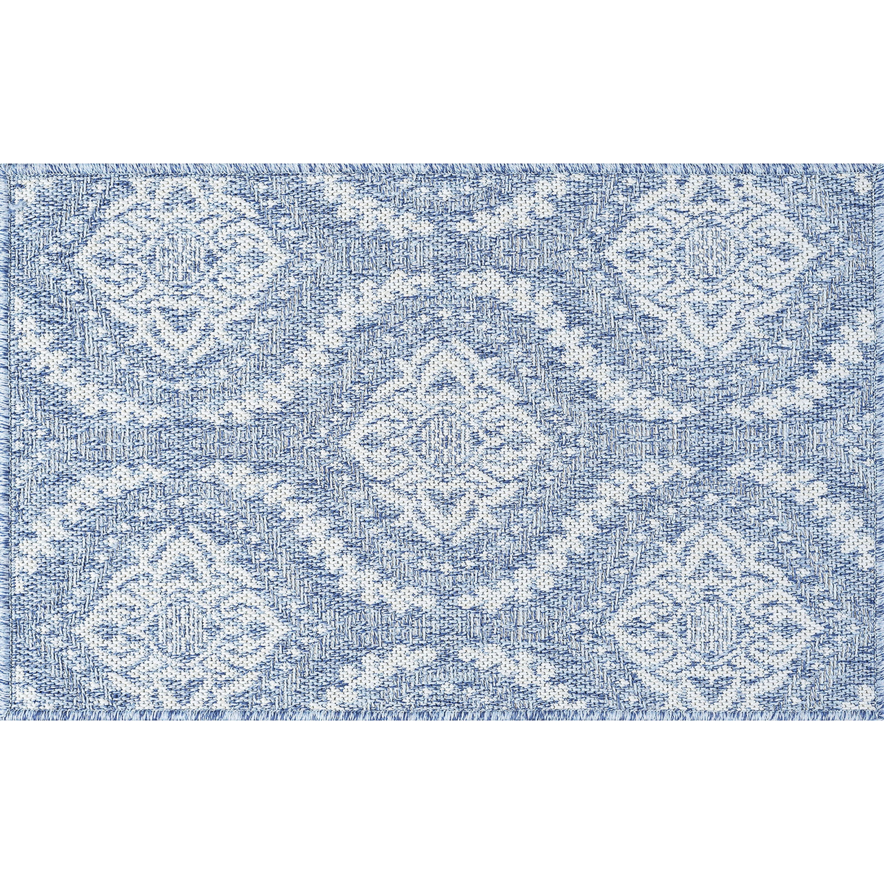 2x3 Water Resistant, Small Indoor Outdoor Rugs for Patios, Front Door Entry, Entryway, Deck, Porch, Balcony | Outside Area Rug for Patio | Blue, Damask | Size: 2' x 3'