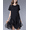 Black, variant on Black Crew Neck A-Line Dress, Short Sleeve Mesh Ruffle Hem Dress with Shoulder Stud Accents