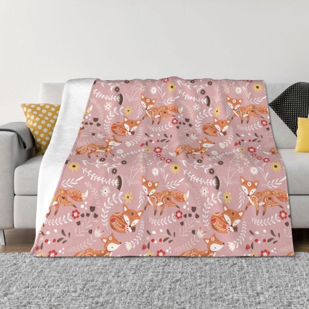 Balery Beautiful Fox Manta de Franela con Dibujo, Lujo Ultra Suave y Cálido, Antipelusa y Resistente a las Arrugas para Cama, Sofá, Camping -80"x60"