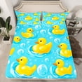 thumbnail image 2 of Feelyou Cute Yellow Duck Bed Sheets for Child, Kawaii Cartoon King Sheets, Summer Ocean Animal Sheet Set, Microfiber Bedroom Decor, 4pcs, 2 of 7