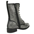 thumbnail image 3 of Forever Women Combat Army Style Boots Lace Up Side Zipper Rhinestone Bling Booties Black Pewter 8.5, 3 of 5