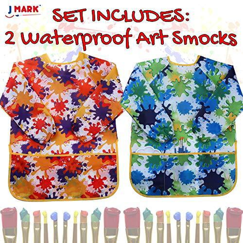 Children Waterproof Artist Aprons for Baking Eating Long Sleeve with 3 Pockets hapray 2 Pack Kids Smock Art Painting Apron Arts & Crafts for Boy Girls Ages 2-7