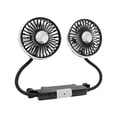 thumbnail image 3 of Ventilador de coche de doble cabezal, 3 velocidades, ventilador eléctrico ligero giratorio de 360 grados para asiento trasero de coche SUV, 3 of 9