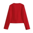 thumbnail image 5 of Womens Blazer Cropped Long Sleeve Open Front Casual Buttons Jacket Solid Color Wear Temperament Jacket with Pockets Suit Blazer, 5 of 5