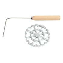 Neoyler Aluminum Alloy Rosette Cookie Maker with Detachable Wooden Handle Easy to Use Safe Multipurpose Frying Tool for Baking Snacks and Holiday Treats Kitchen I