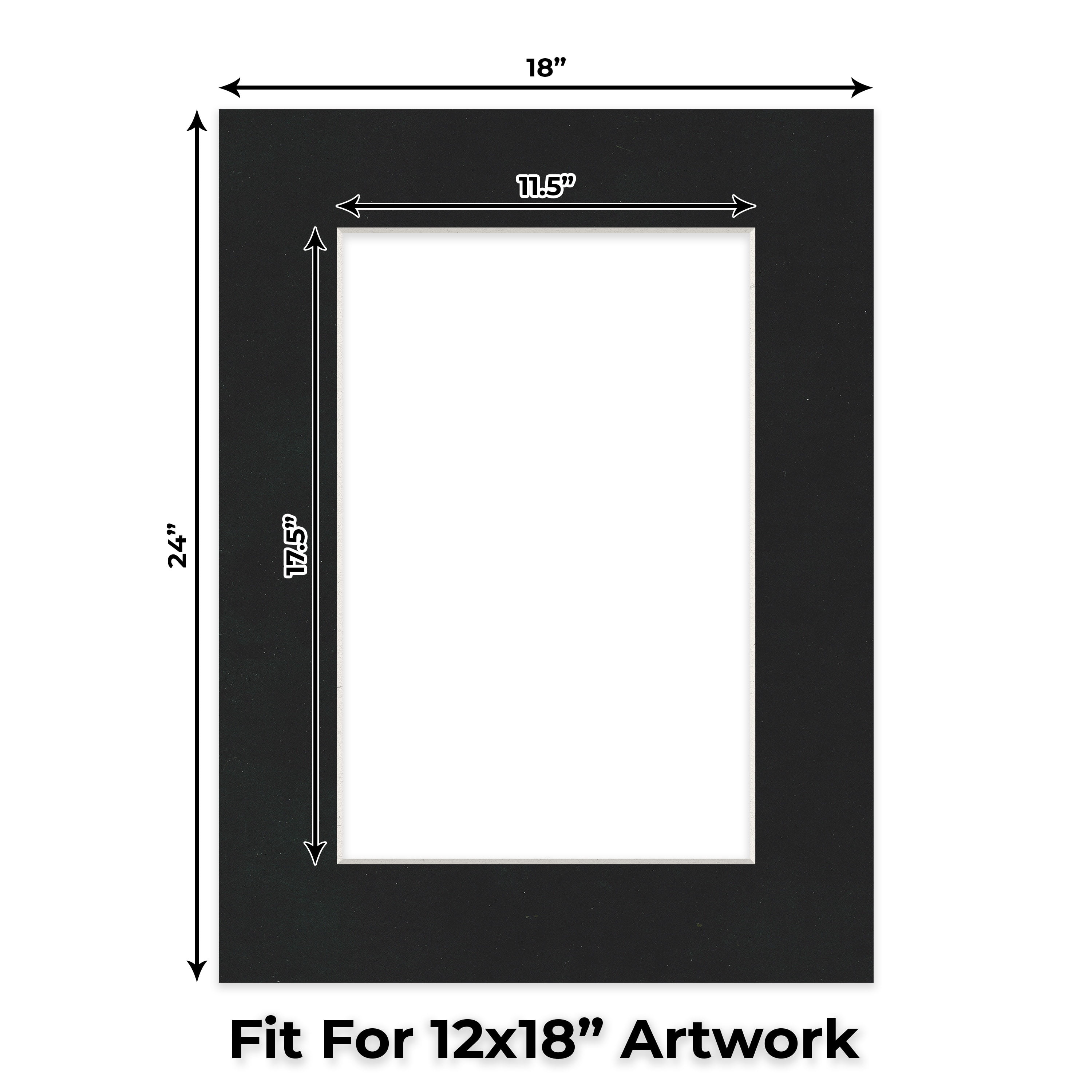 Black Suede Picture Frame Mat for 18x24 Frames - Fits 12x18 Photos - 25 Mats