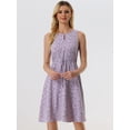 thumbnail image 3 of Vestido A Media Pierna Allegra K sin mangas con cuello dividido y cintura con cordón estampado para Mujer Púrpura XS, 3 of 5