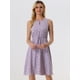 thumbnail image 3 of Vestido A Media Pierna Sin Mangas Con Cuello Dividido Y Cintura Con Cordón Estampado Para Mujer Púrpura Allegra K, 3 of 5