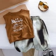 thumbnail image 2 of KPOPLK Kids Boy Pajamas Set Summer Baby Boy Letter Print Tank Top Pjs Shorts Sleepwear Clothes for 1-14 Years Size 5-6 Years, 2 of 4