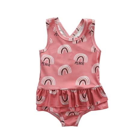 

Toddler Kids Baby Girls Letter Rainbow Swimwear Swimsuit Bikini Summer Clothes