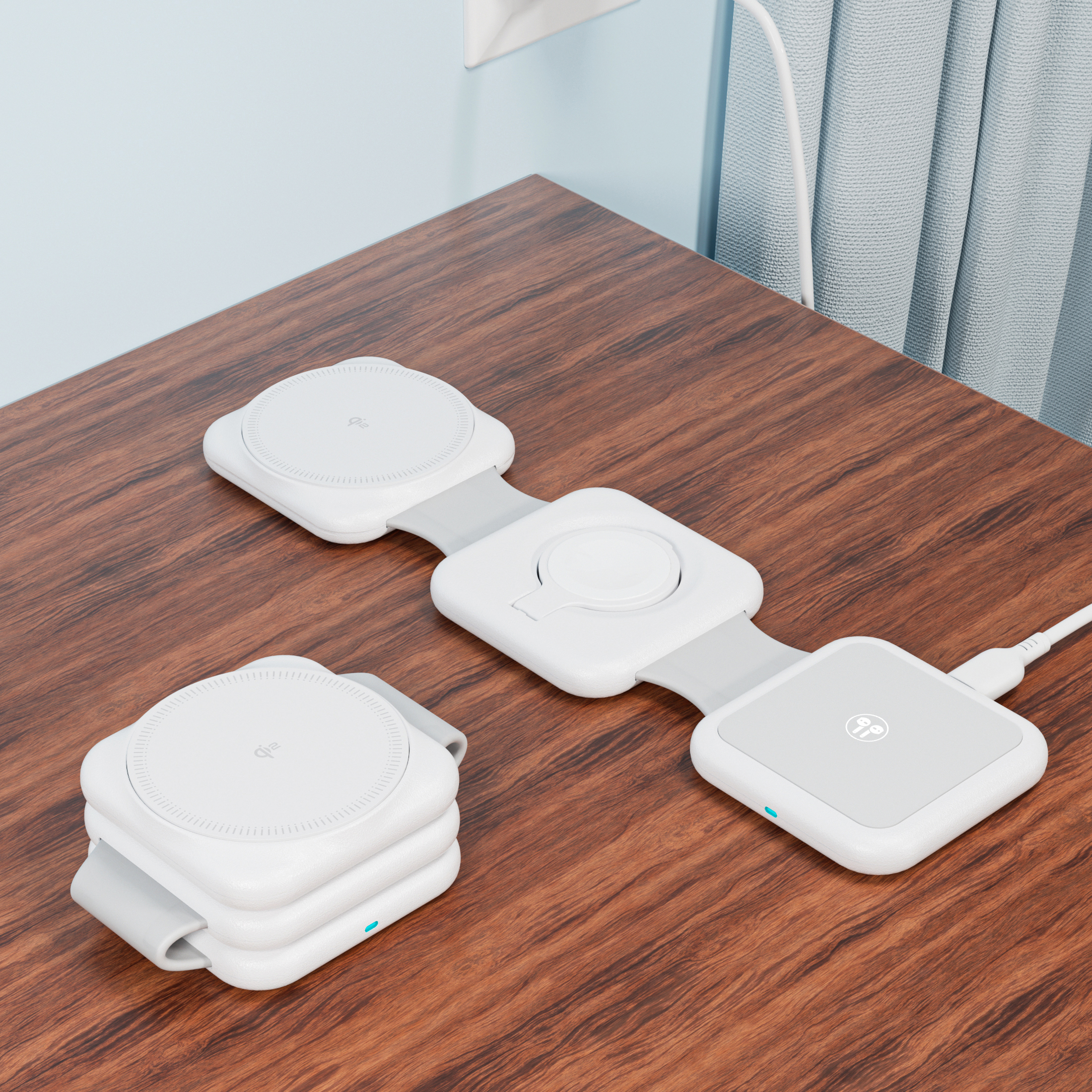 onn 3-in-1 Wireless Charging Pad Foldable White photo 7