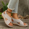 thumbnail image 6 of YgkuHd Women's Casual Wedge Sandals with Arch Support Thick Cushioned Footbed Adjustable Ankle Strap Peep Toe Gray,7.5, 6 of 9