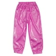 thumbnail image 3 of Runhomal Kids Boys and Girls Shiny Metallic Pants Elastic Waistband Jazz Dance Harem Trousers Loose Hot Pink 160, 3 of 4