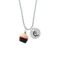 thumbnail image 2 of Delight Jewelry Resin Chocolate Cupcake with Pink Frosting Silvertone Script Initial Disc - Q - Charm Necklace, 20"+3", 2 of 4