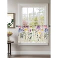 thumbnail image 2 of Sheer Curtains 54 Inch Length 2 Panels Set for Kitchen, Wild Flowers Semi Sheer Curtains for Windows, Vintage Country Floral Leaf Plant Beige Voile Window Treatments Rod Pocket Curtain, 2 of 7