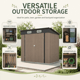 thumbnail image 4 of 6x4ft Shed Outdoor Storage, All-weather Metal Garden Shed W/Floor, Galvanized Steel Tool Storage Shed, Double Lockable Doors, Brown, 4 of 9