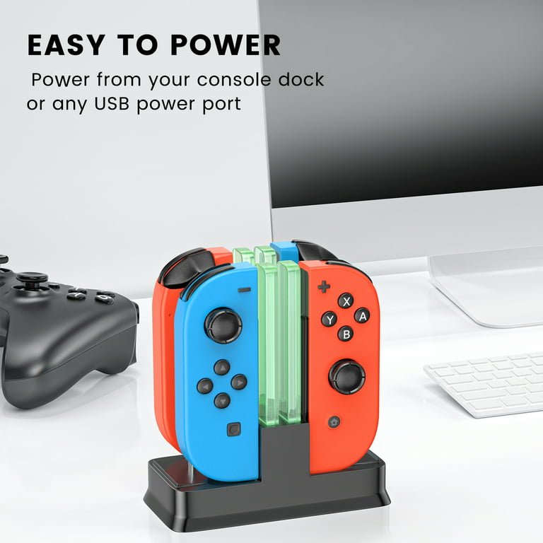Joy-Con Charging Dock Accessories for Nintendo Switch,LED Pro Controller  Charger Stand with USB Cable,Gaming Joystick Docking Station Gift for Kids