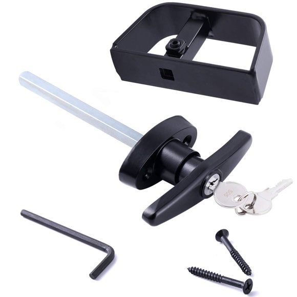 T-Handle Lock kit Shed Door Lock with 2 Keys and 2 Screws, Stem Barn Playhouse & Chicken Coop Door Lock (About 5-1/2")