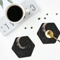 thumbnail image 5 of Fuzoiu Abstract Starry Sky Moon Print Leather Coasters Set,Drink Coasters Set of 6,for Tabletop Protection, Durable PVC Coasters,Home Décor and Housewarming Gift,Hexagon, 5 of 7