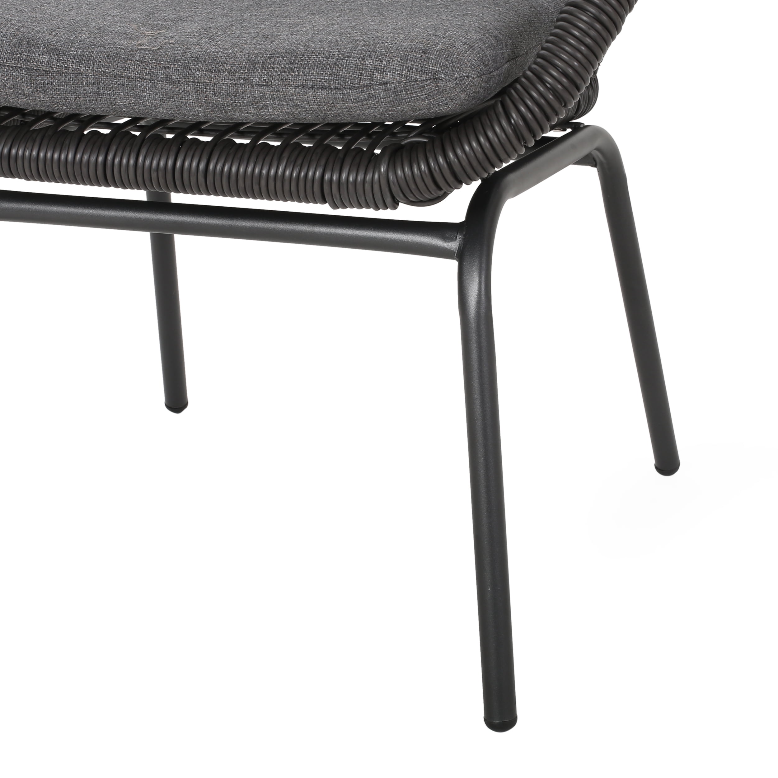 Annelise Outdoor Wicker Club Chair with Cushions, Set of 2, Gray and Dark Gray