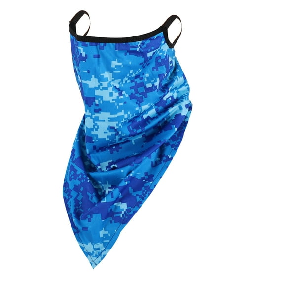 Unique Bargains 1 Pc Earloop Neck Gaiter Camouflage Triangle Scarf Mask Bandana Blue
