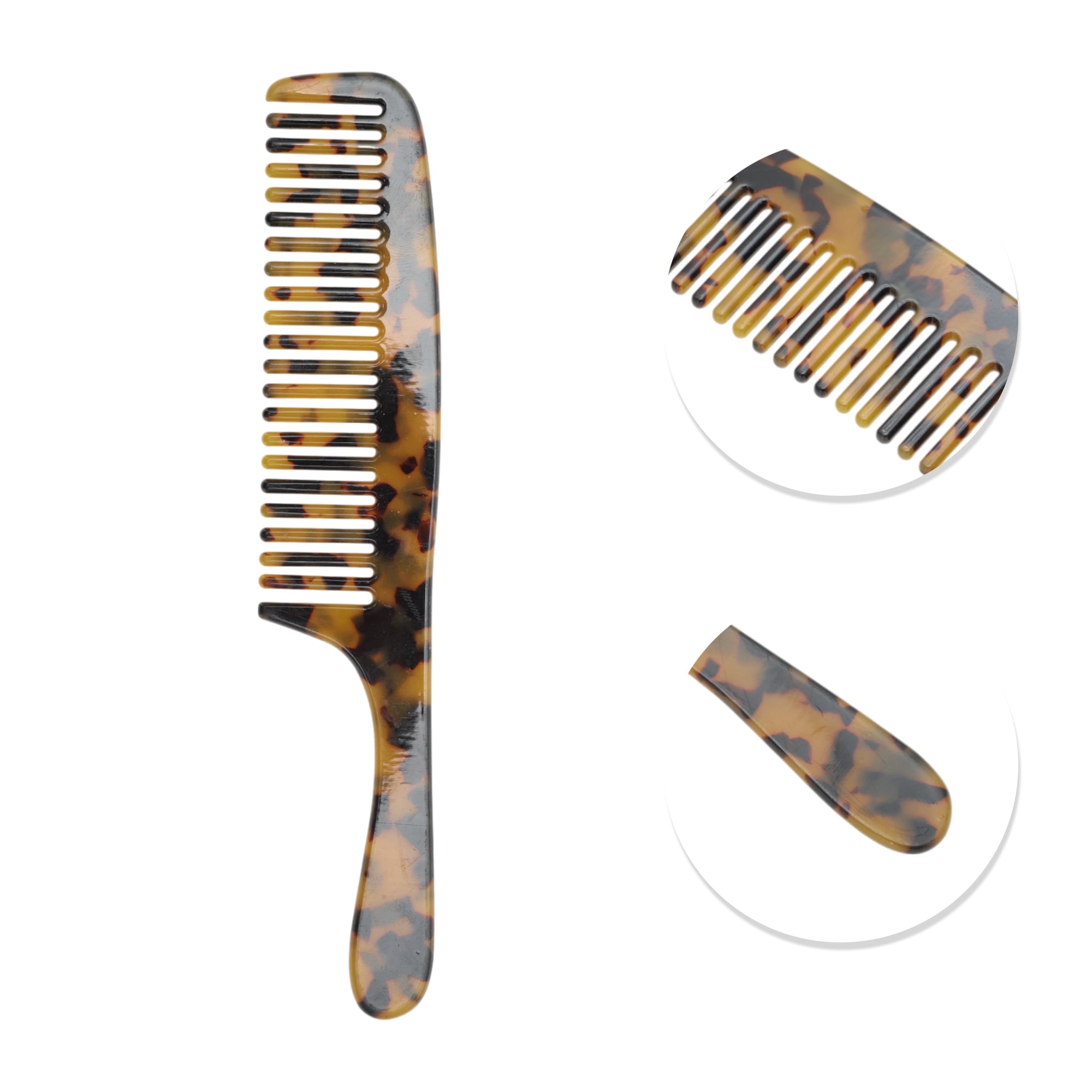 Unique Bargains 1 Pc Portable Long Handle Hair Comb for Women Men Tortoiseshell Color