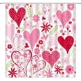 thumbnail image 2 of Valentine''s Day Shower Curtain Red Pink Heart Boho Floral Romantic Sweet Love for Lover Couple Creative Bathroom Decor Fabric Curtain with Hooks, 2 of 4