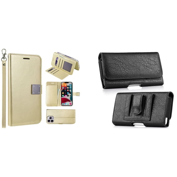 Bemz Pocket Clutch Wallet Case and Belt Holster Pouch for iPhone 14 Pro - Gold