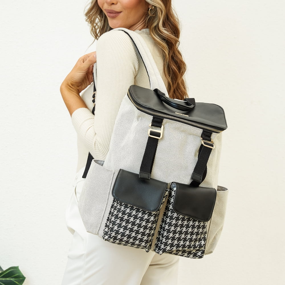 Sunveno Houndstooth Backpack Stylish Diaper Bag with Changing Pad