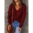 thumbnail image 5 of Asyoly Women Sexy Cross Wrap Sweaters V Neck Long Sleeve Solid Color Asymmetric Hem Backless Knitted Pullover Elegant Jumper Tops, 5 of 6