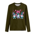 thumbnail image 3 of CLOISE Breast Cancer Shirts Women Long Sleeve Crewneck Shirts Gnomes Ribbon Oversized Breast Cancer Support Tops Cute Comfy Tshirts Cancer Awareness Outfits Army Green XL, 3 of 4