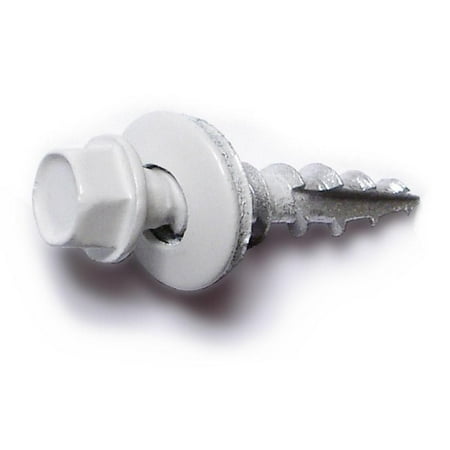 

#10 x 1 White Painted Steel Hex Washer Head Type 17 Pole Barn Self-Drilling Screws