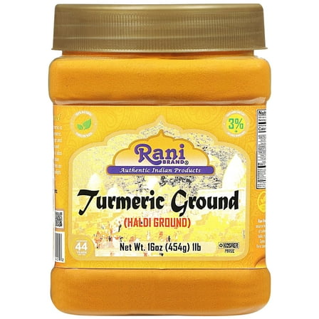 Rani Turmeric (Haldi) Root Powder Spice, (High Curcumin Content) 16oz (1lb) 454g PET Jar ~ All Natural | 100% Pure, Salt Free | Vegan | Gluten Friendly | NON-GMO | Kosher | Indian Origin