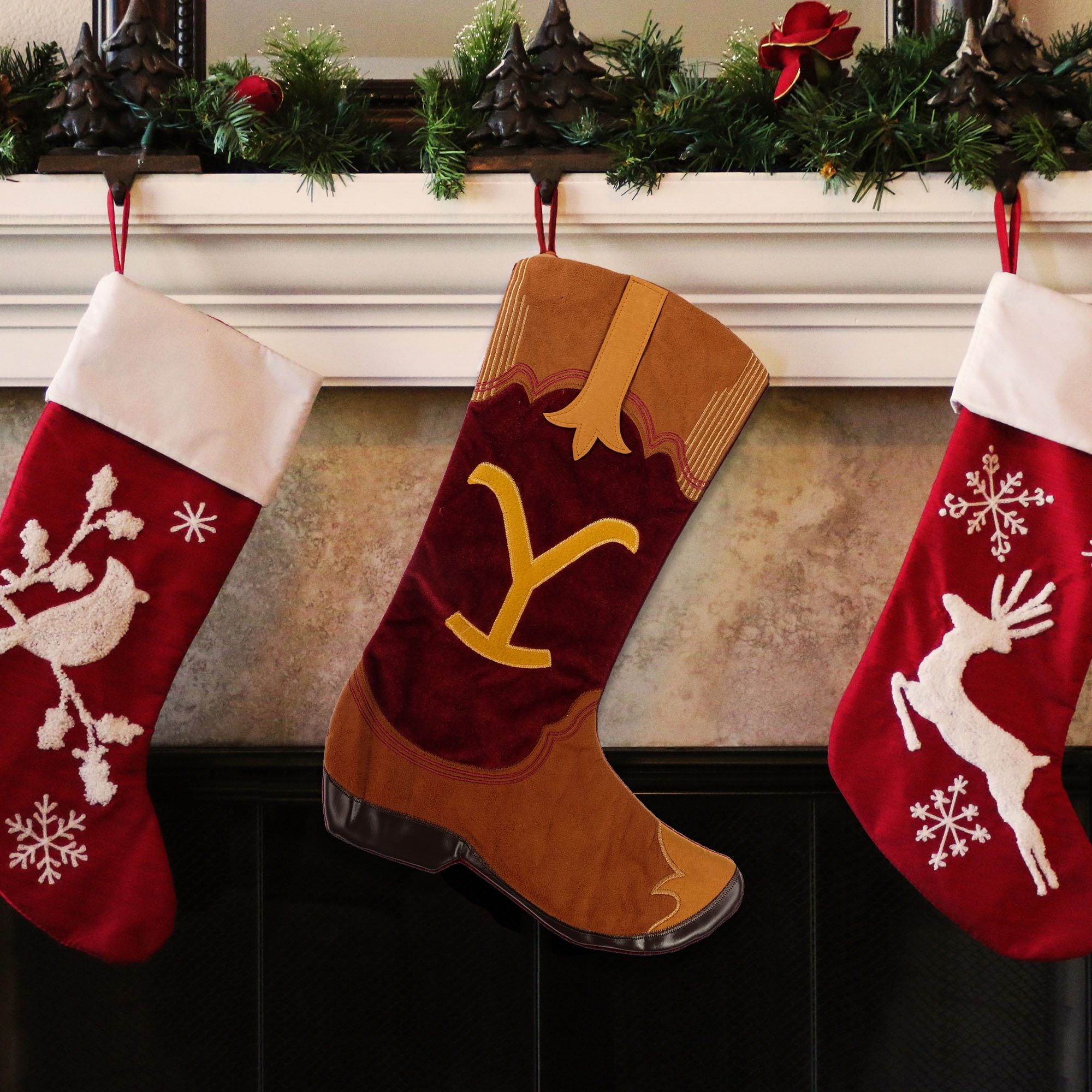 Yellowstone 20 inch Cowboy Boot Christmas Stocking by Ruz