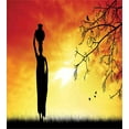 thumbnail image 3 of Ambesonne Local Duvet Cover Sets, Lady in Sunset Savannah Art, 2-King, Orange Black, 3 of 7